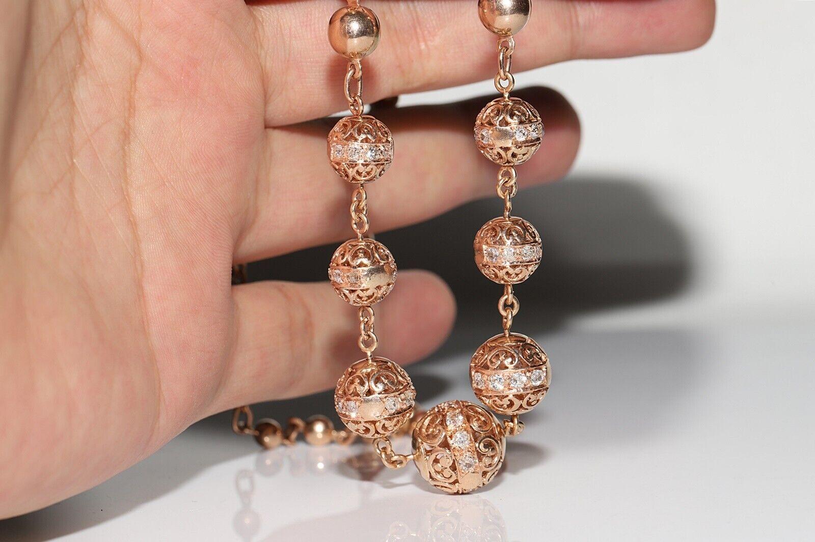 Brilliant Cut Vintage Circa 1960s  14k Gold Natural Diamond Necklace For Sale