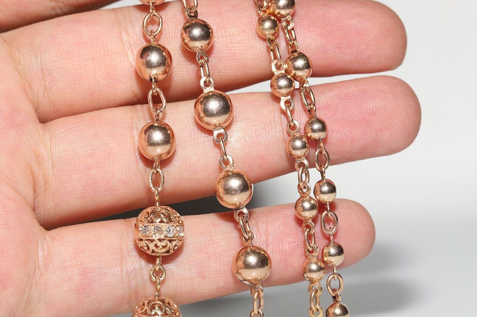 Vintage Circa 1960s  14k Gold Natural Diamond Necklace For Sale 3