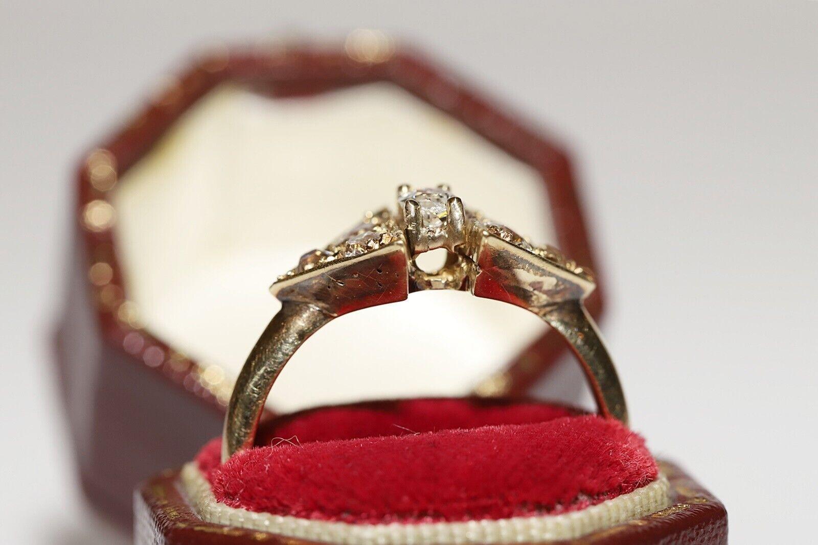Vintage Circa 1960s 14k Gold Natural Old Cut Diamond Ring For Sale 4