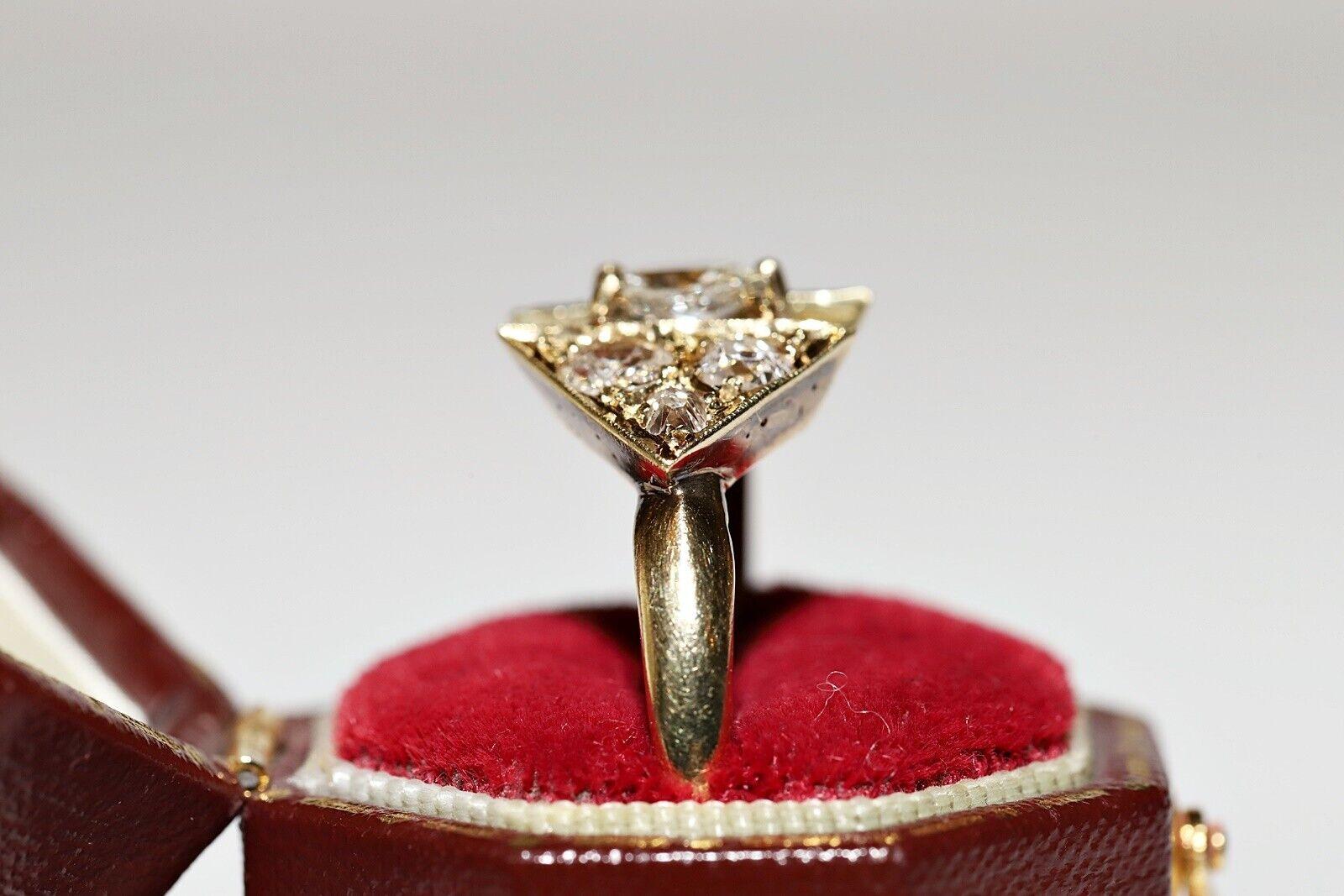 Anello con diamante naturale taglio vecchio CIRCA 1960 in oro 14k in vendita 5