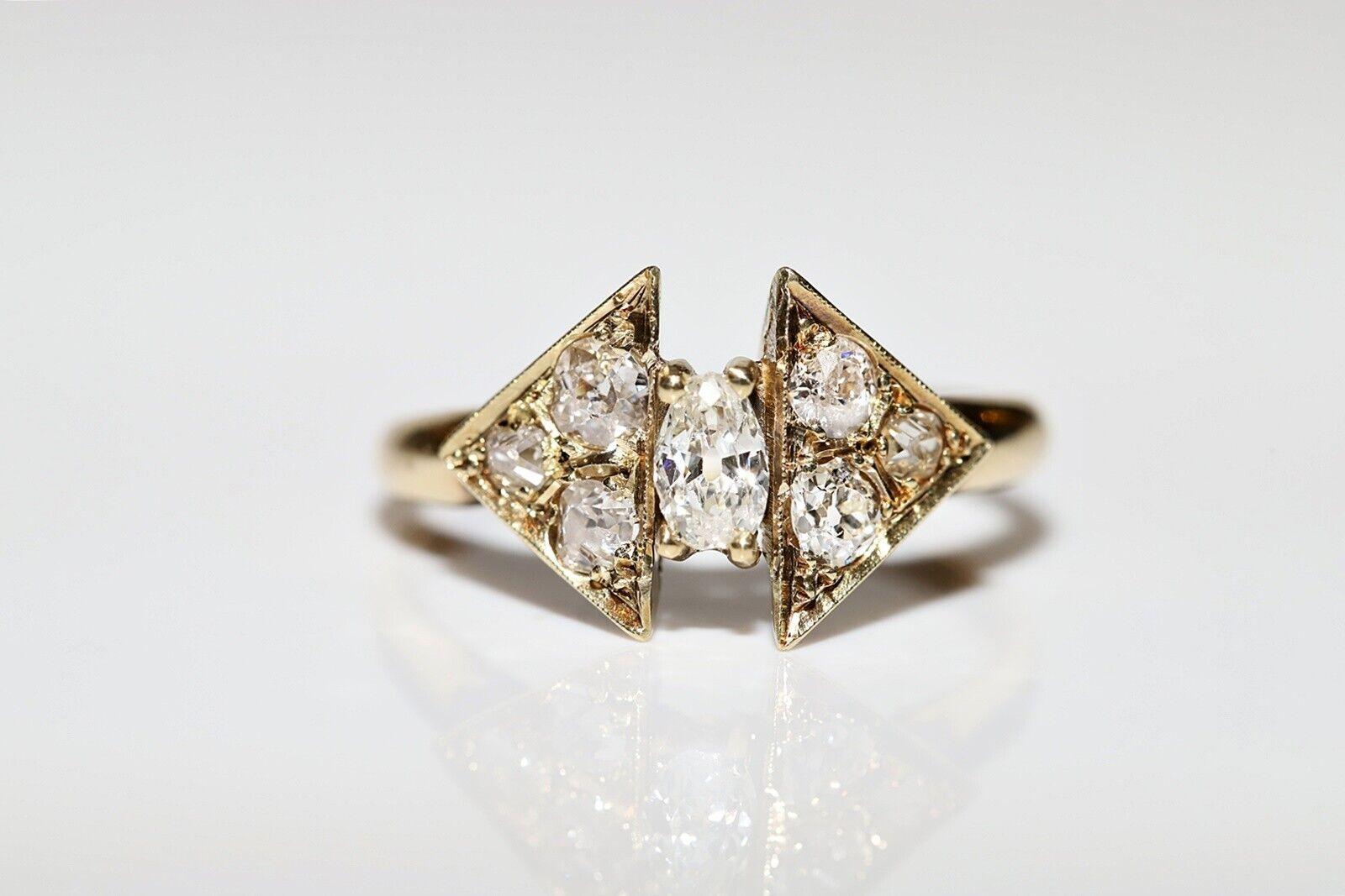 Vintage Circa 1960s 14k Gold Natural Old Cut Diamond Ring For Sale 6