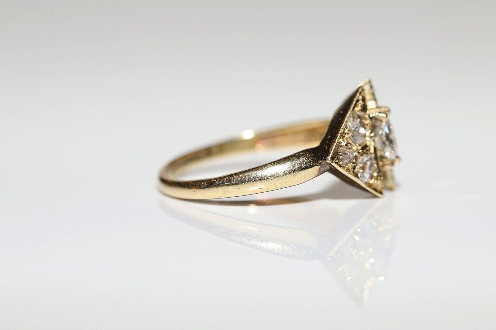 Retro Vintage Circa 1960s 14k Gold Natural Old Cut Diamond Ring For Sale