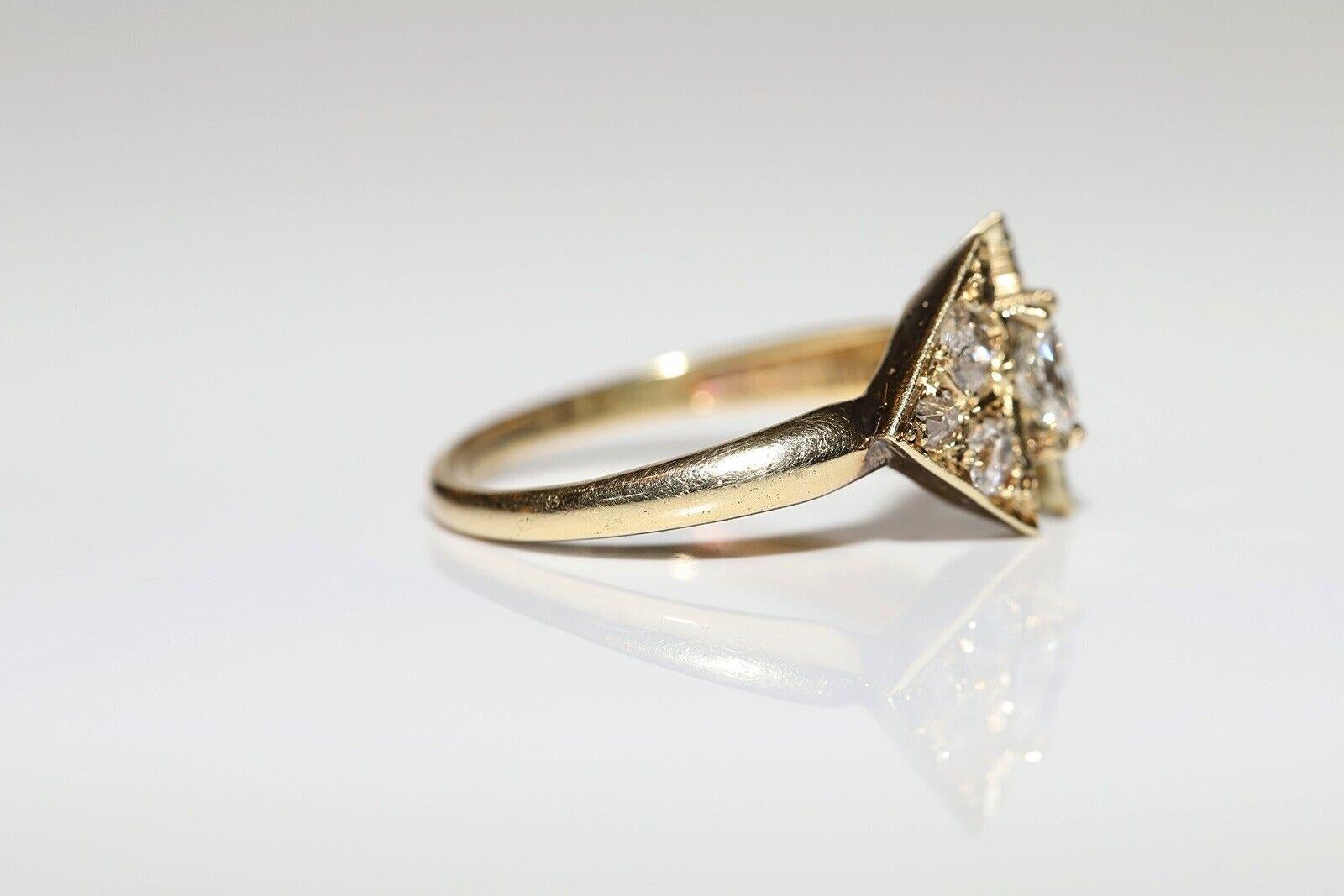 Rétro Anello con diamante naturale taglio vecchio CIRCA 1960 in oro 14k in vendita