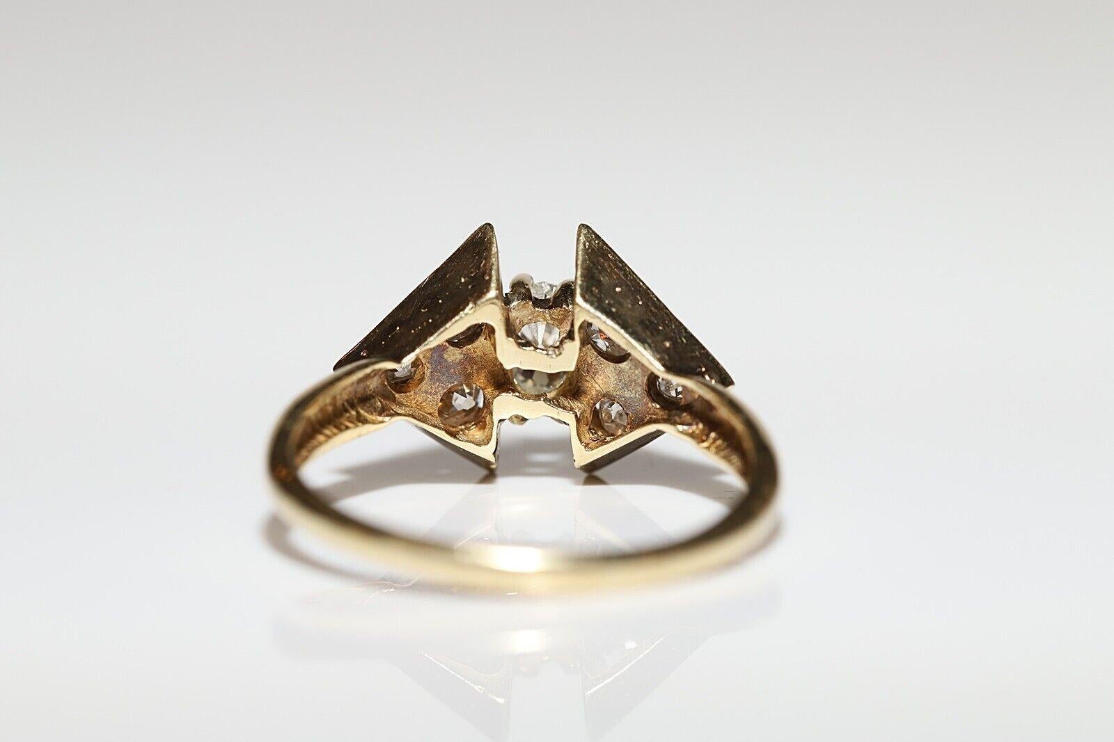 Old European Cut Vintage Circa 1960s 14k Gold Natural Old Cut Diamond Ring For Sale