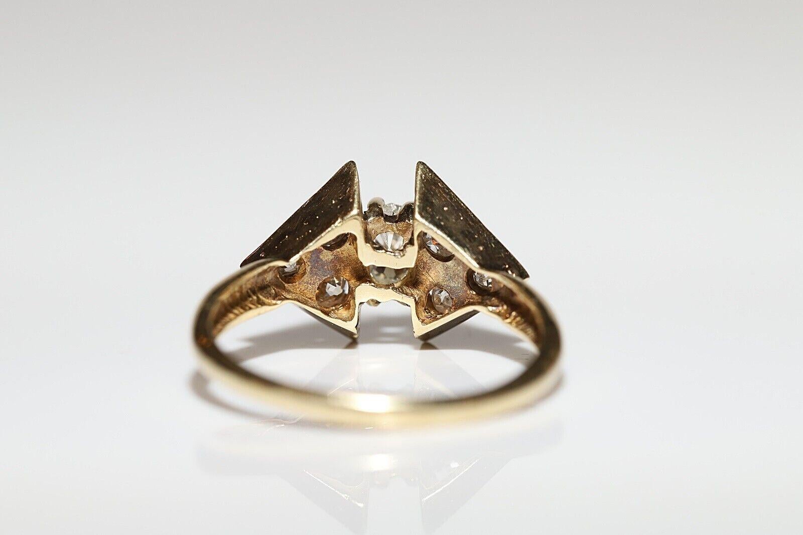 Taglio antico europeo Anello con diamante naturale taglio vecchio CIRCA 1960 in oro 14k in vendita