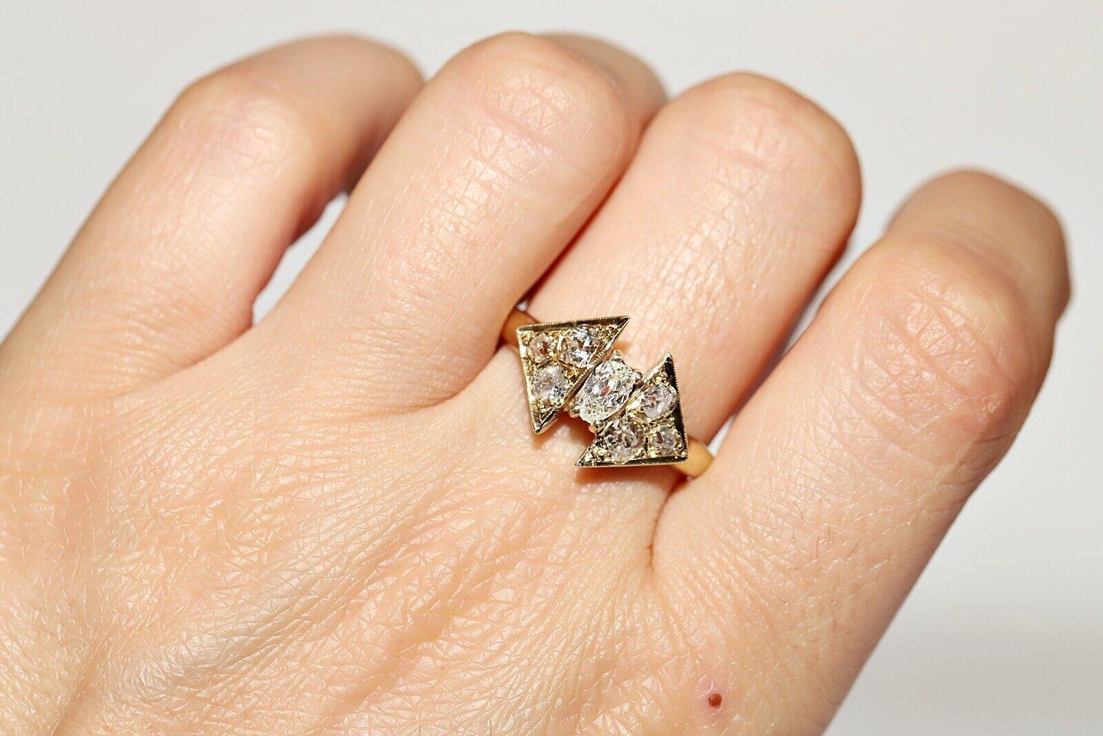 Vintage Circa 1960s 14k Gold Natural Old Cut Diamond Ring In Good Condition For Sale In Fatih/İstanbul, 34