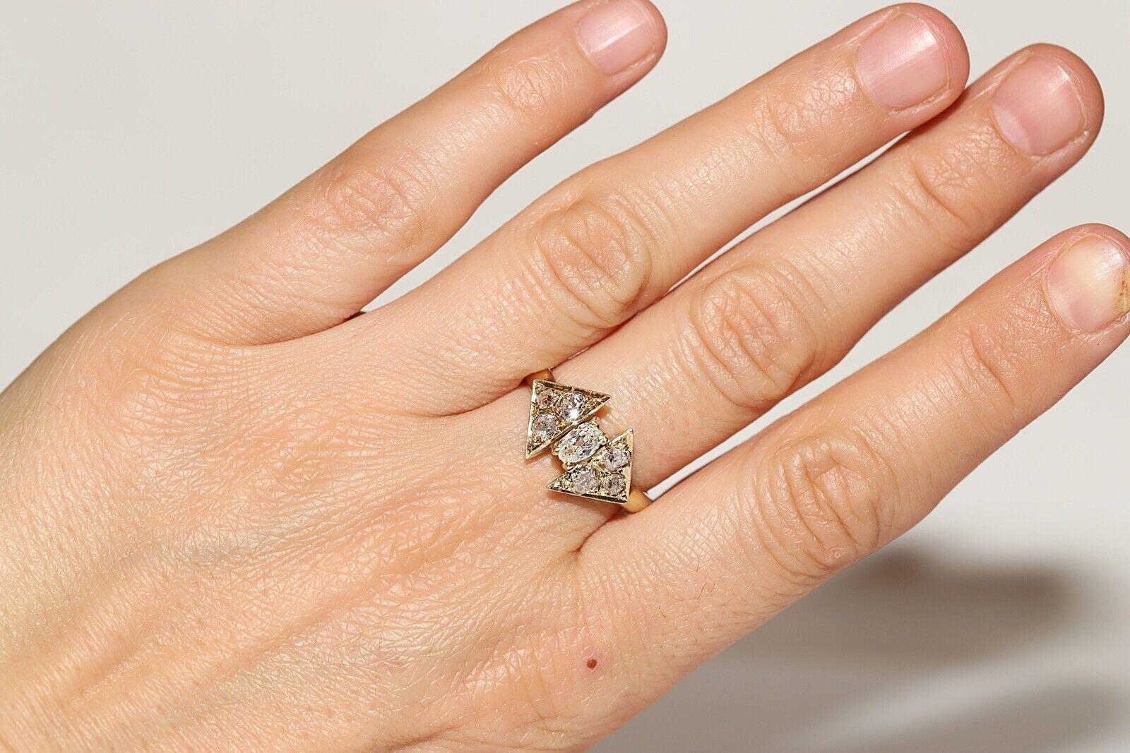 Donna Anello con diamante naturale taglio vecchio CIRCA 1960 in oro 14k in vendita