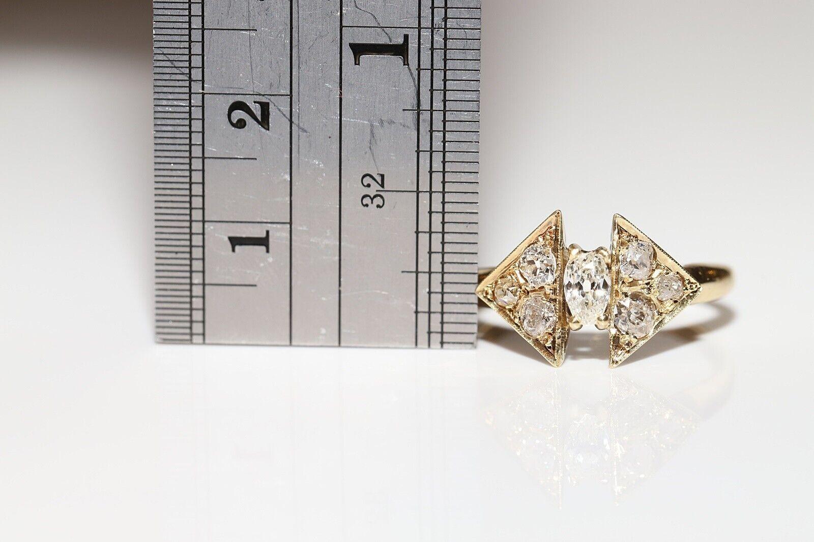 Vintage Circa 1960s 14k Gold Natural Old Cut Diamond Ring For Sale 1