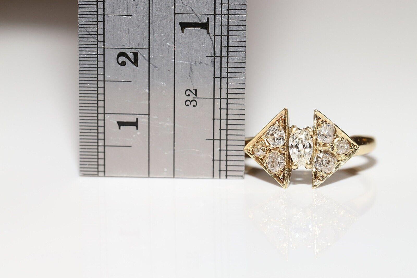Anello con diamante naturale taglio vecchio CIRCA 1960 in oro 14k in vendita 1