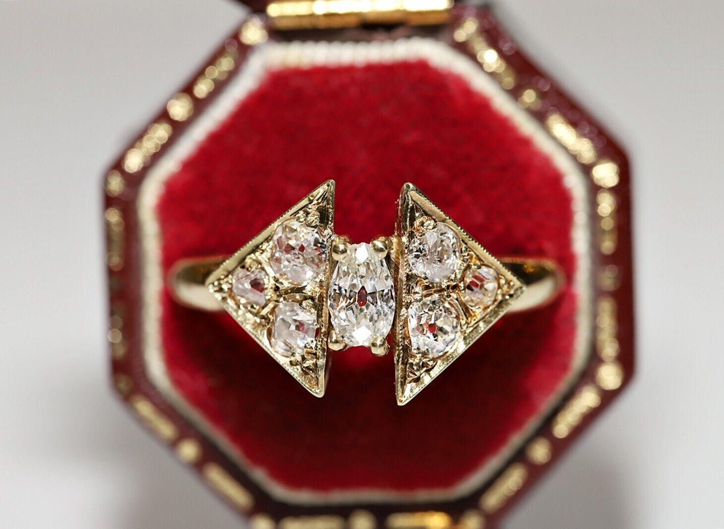 Anello con diamante naturale taglio vecchio CIRCA 1960 in oro 14k in vendita 3