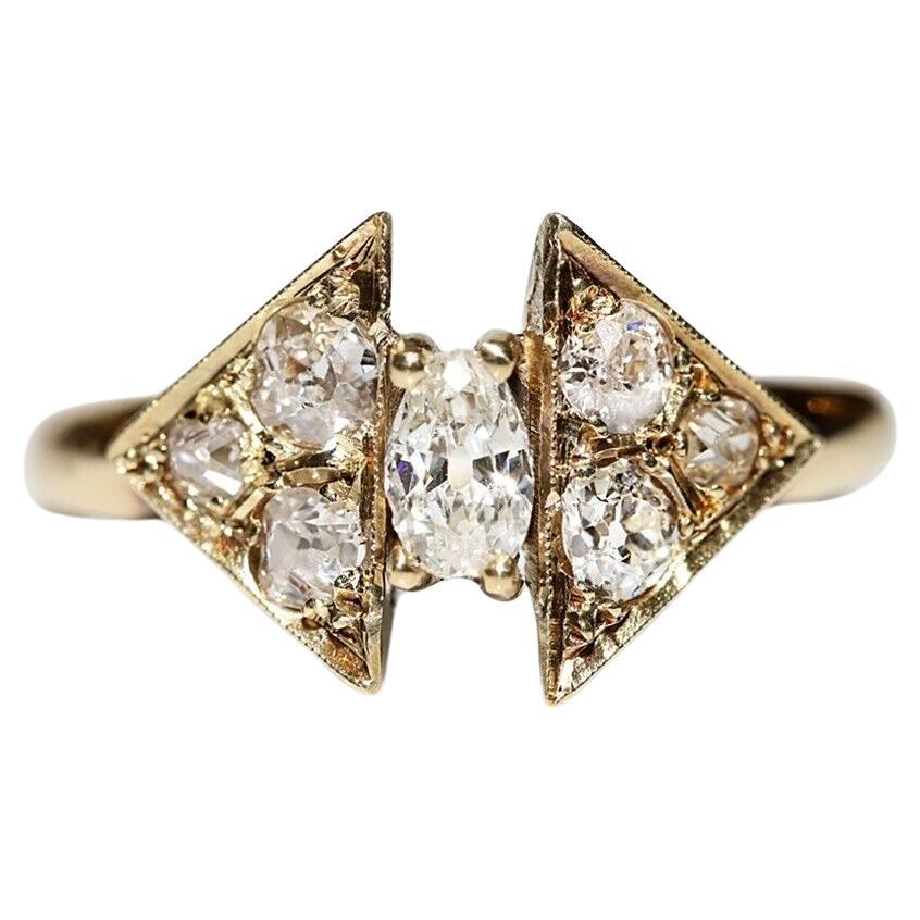 Vintage Circa 1960s 14k Gold Natural Old Cut Diamond Ring For Sale
