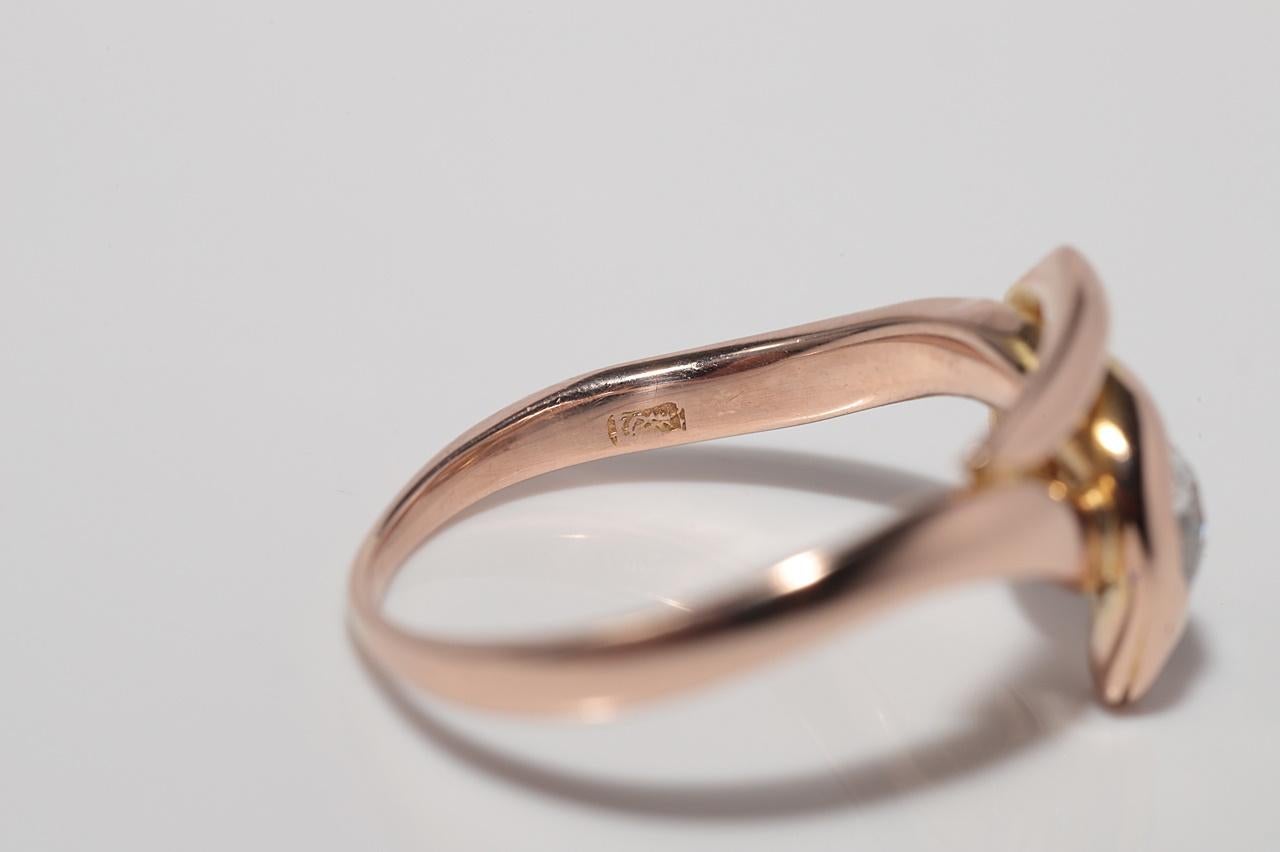 Vintage Circa 1960s 14k Gold Natural Old Cut Diamond Solitaire Snake Ring en venta 6