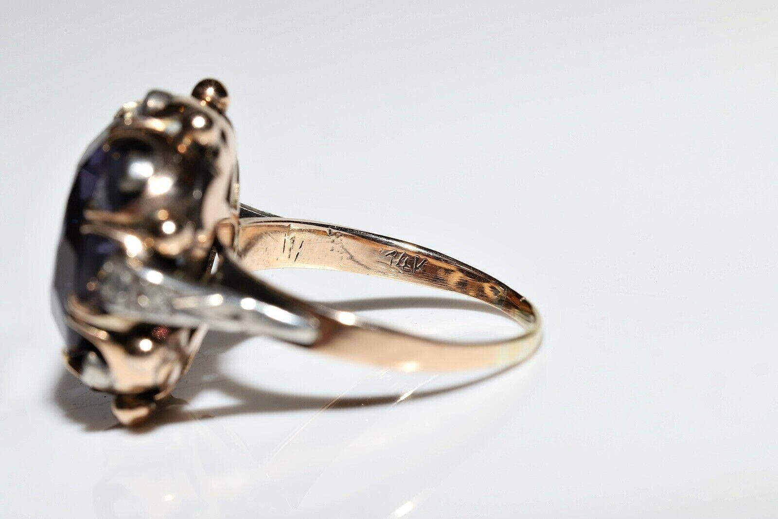 Vintage CIRCA 1960s 14k Gold Natürliche Rose Cut Diamant und Amethyst Ring Damen im Angebot