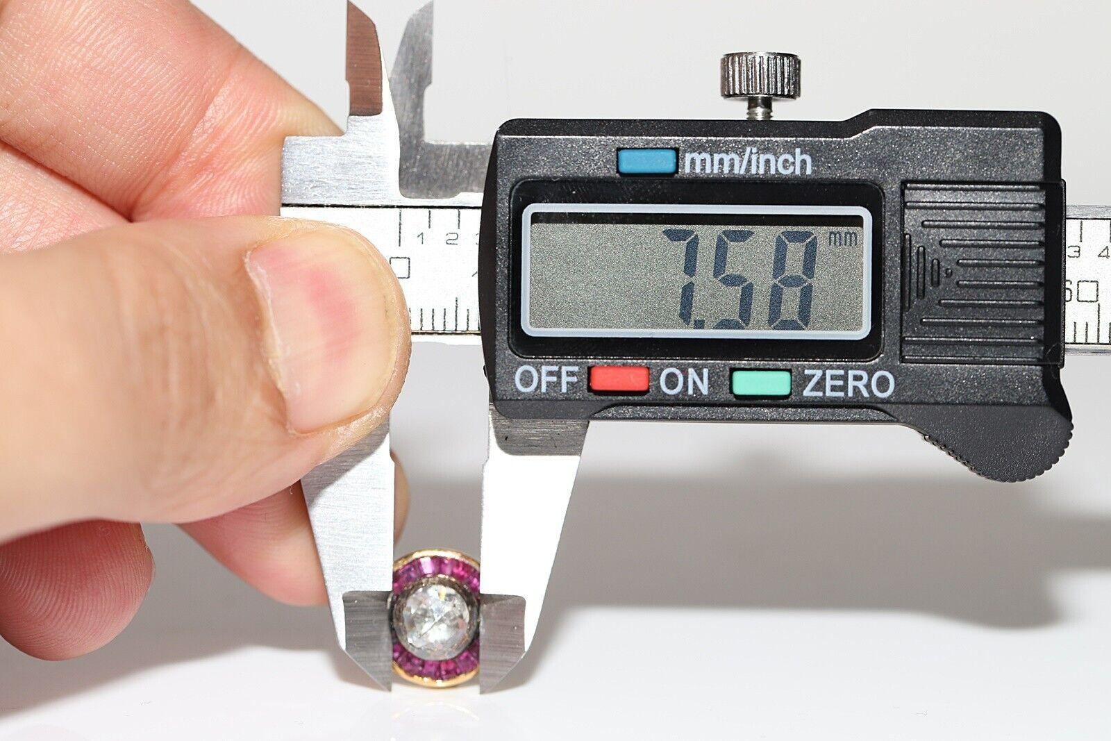 Vintage Circa 1960s 14k Gold Natural Rose Cut diamond And Caliber Ruby Earring For Sale 4