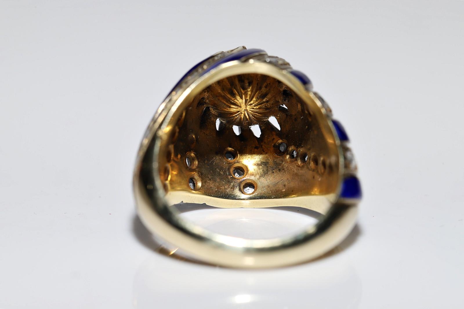 Vintage CIRCA 1960er Jahre 14k Gold natürlichen Rosenschliff Diamant verziert Emaille Ring im Angebot 9