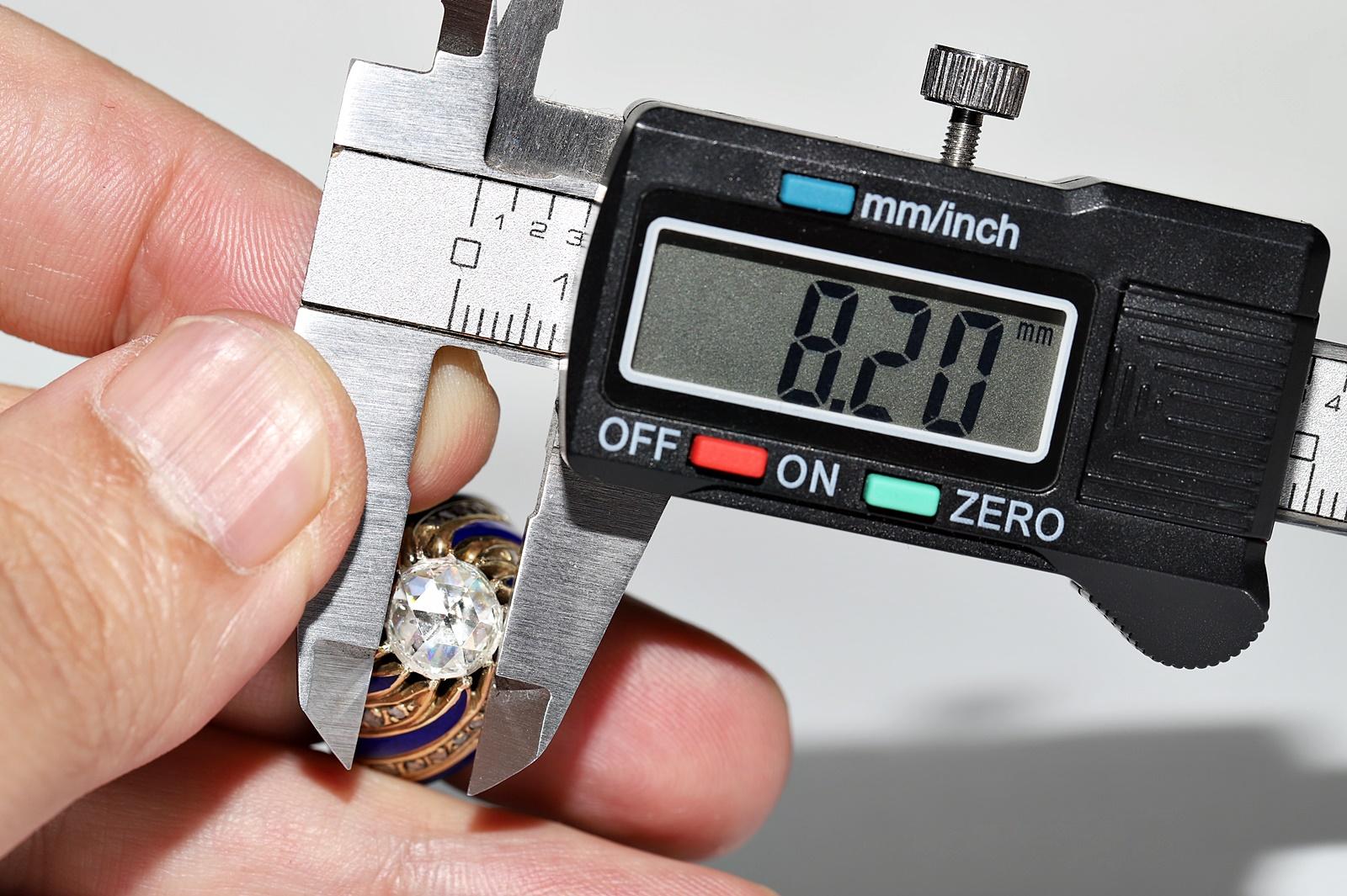 Vintage CIRCA 1960er Jahre 14k Gold natürlichen Rosenschliff Diamant verziert Emaille Ring im Angebot 10