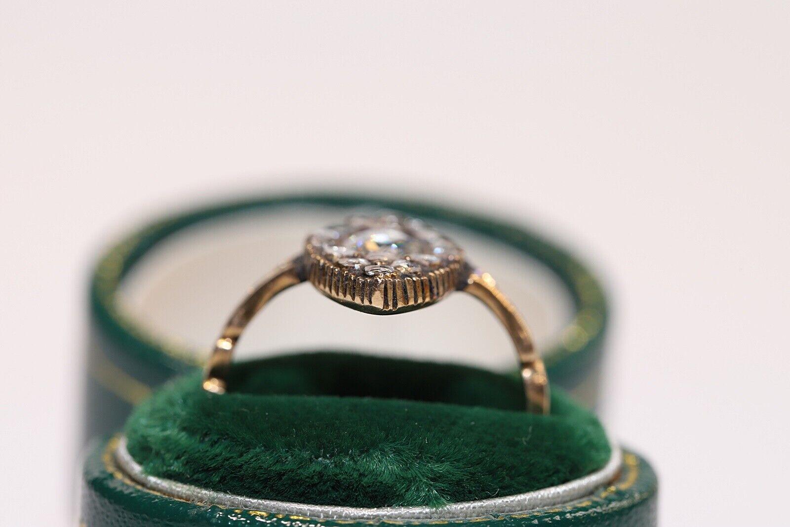 Vintage Circa 1960er Jahre 14k Gold Natürlicher Rosenschliff Diamant Dekorierter Navette Ring im Angebot 5