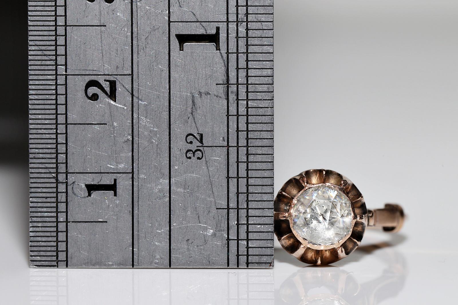 Bague solitaire vintage des années 1960 en or 14 carats avec diamants naturels taille rose en vente 6