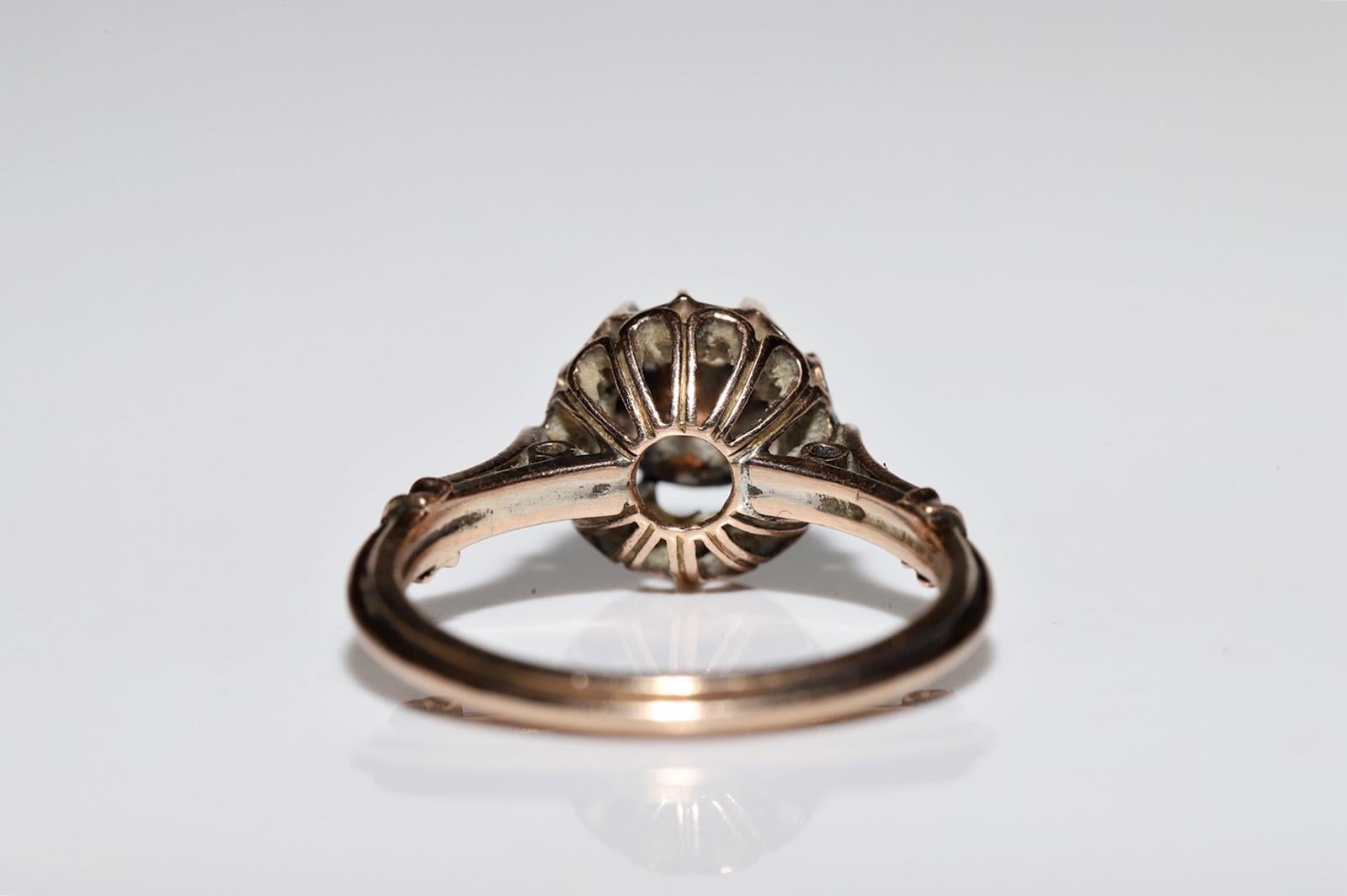 Bague solitaire vintage des années 1960 en or 14 carats avec diamants naturels taille rose en vente 7