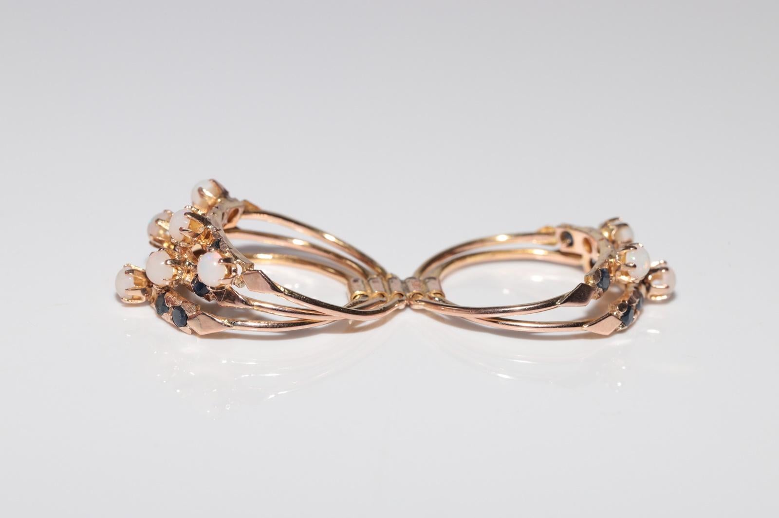 Vintage Circa 1960er Jahre 14k Gold Natürlicher Saphir und Opal Dekorierter Ring im Angebot 4