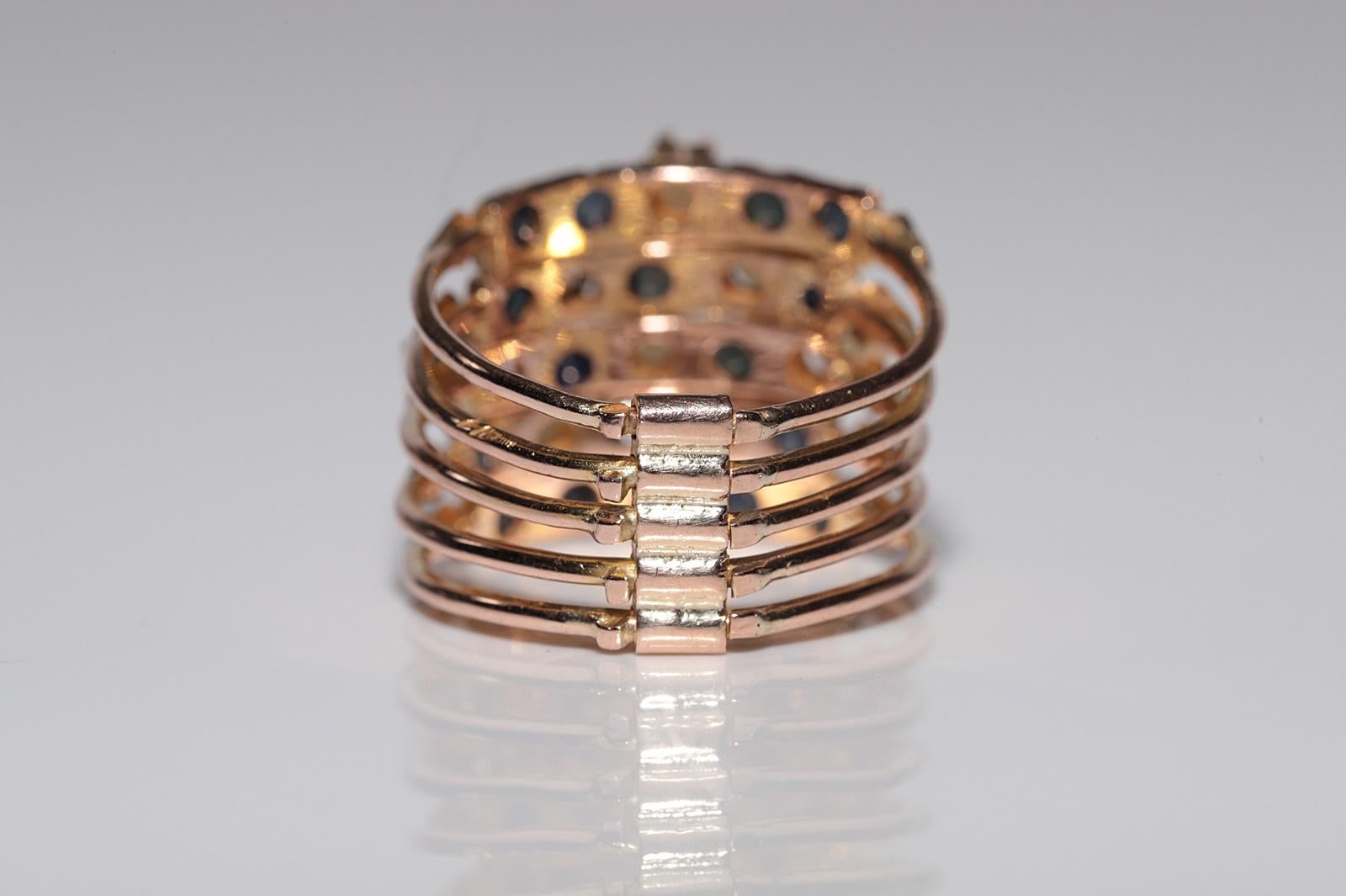 Vintage Circa 1960er Jahre 14k Gold Natürlicher Saphir und Opal Dekorierter Ring Damen im Angebot