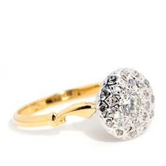 Vintage Circa 1960s 18 Carat Yellow & White Gold Diamond Flower Cluster Ring