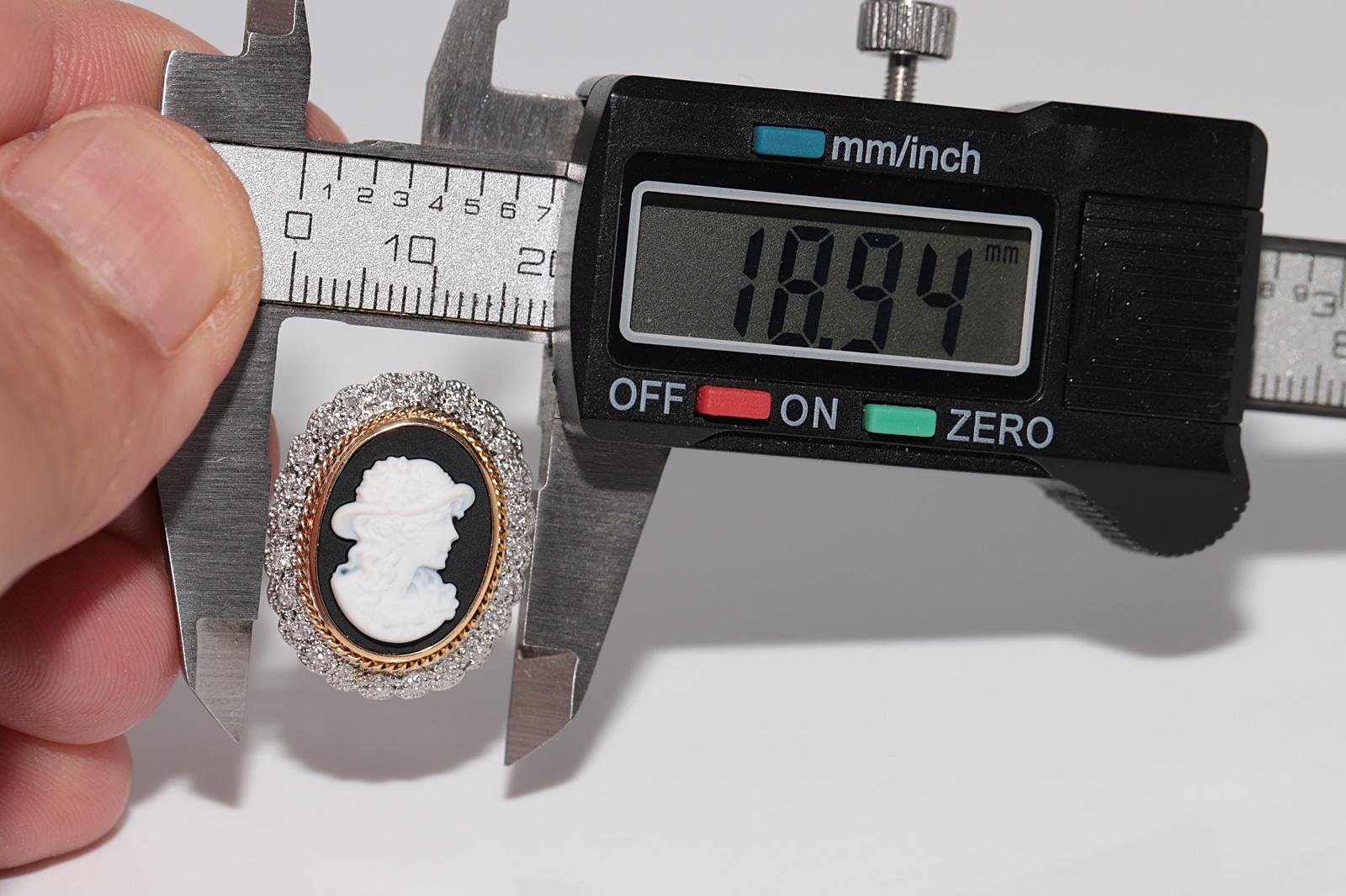 Vintage Circa 1960s 18k Gold And Platinum Diamond Porcelain Cameo Earring For Sale 9