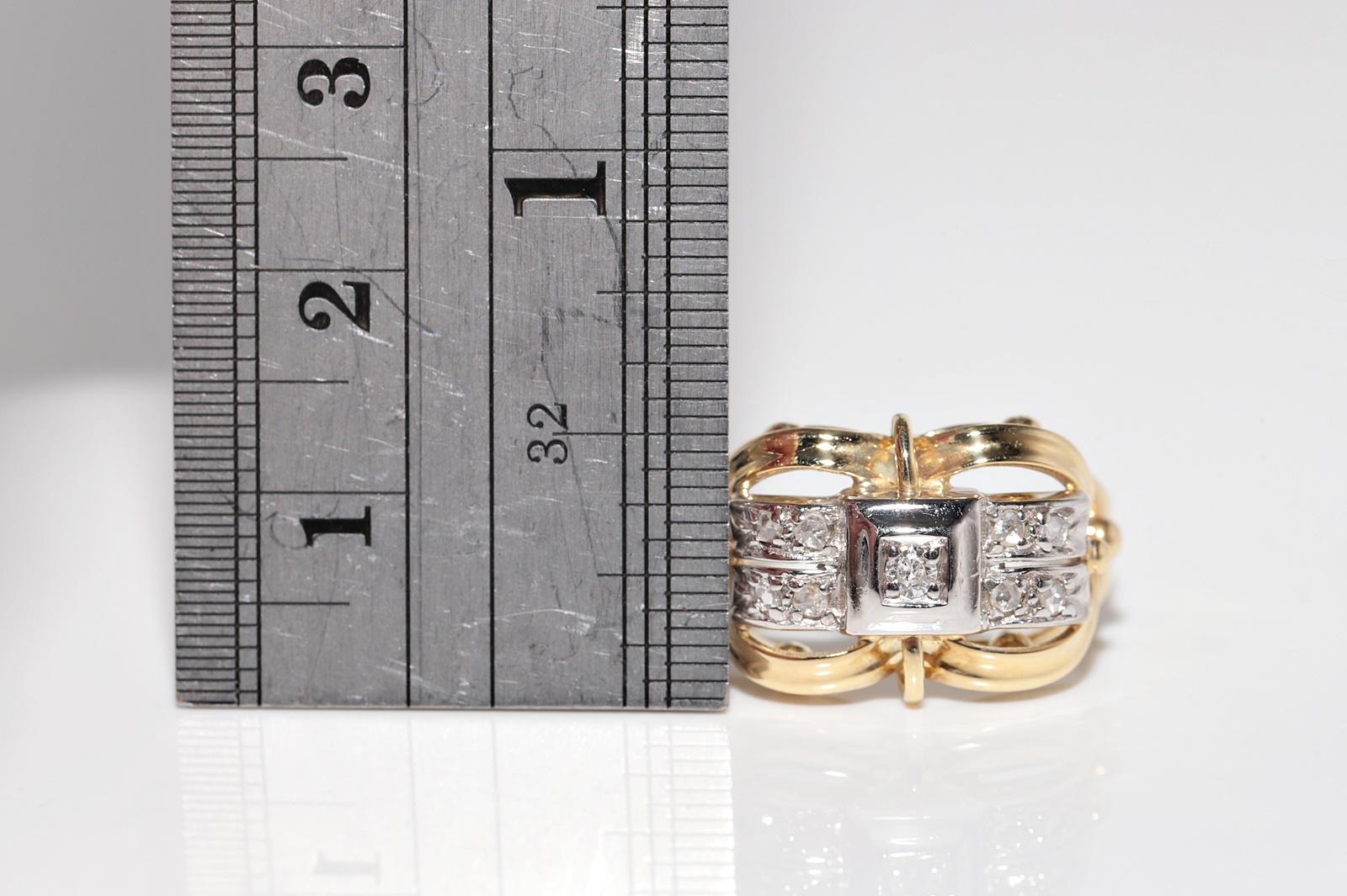 Vintage CIRCA 1960er Jahre 18k Gold handgefertigt natürlichen Diamanten dekoriert Ring im Angebot 4
