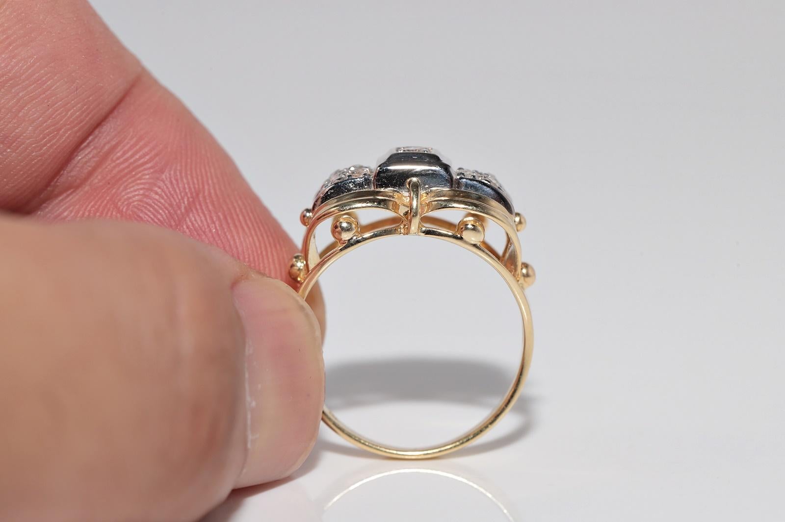 Vintage CIRCA 1960er Jahre 18k Gold handgefertigt natürlichen Diamanten dekoriert Ring im Angebot 6