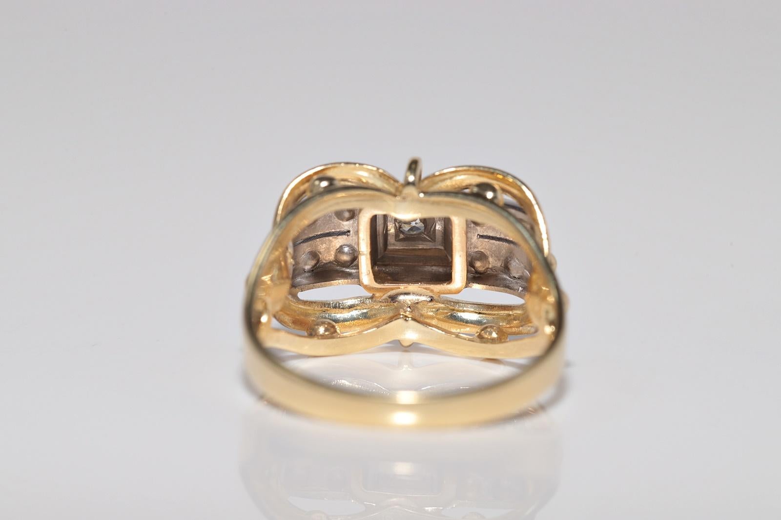 Vintage CIRCA 1960er Jahre 18k Gold handgefertigt natürlichen Diamanten dekoriert Ring im Angebot 7