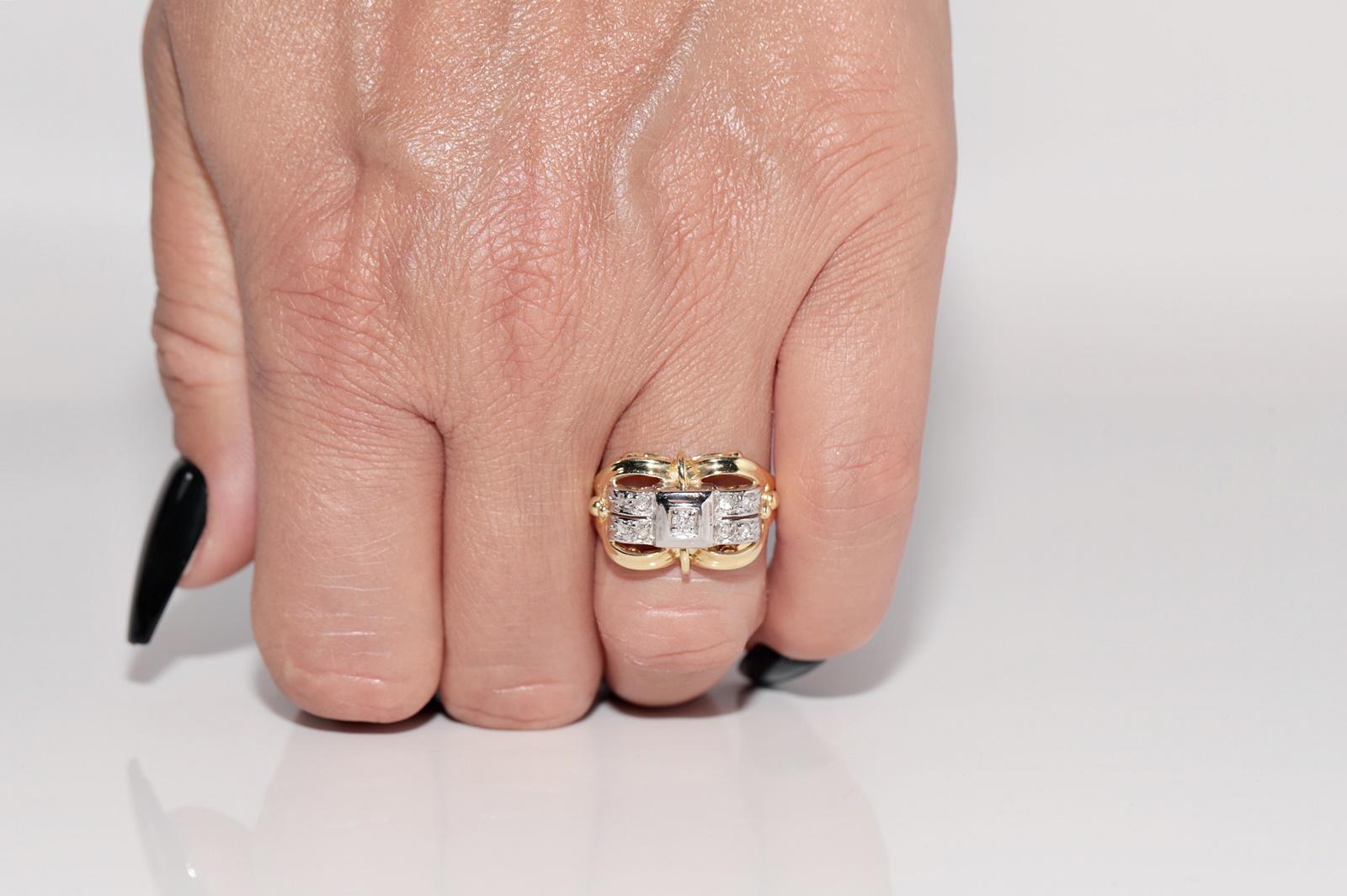 Vintage CIRCA 1960er Jahre 18k Gold handgefertigt natürlichen Diamanten dekoriert Ring im Angebot 11
