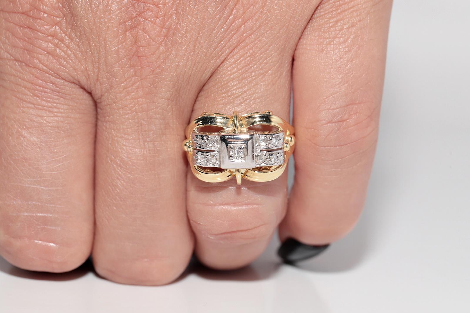 Vintage CIRCA 1960er Jahre 18k Gold handgefertigt natürlichen Diamanten dekoriert Ring im Angebot 12