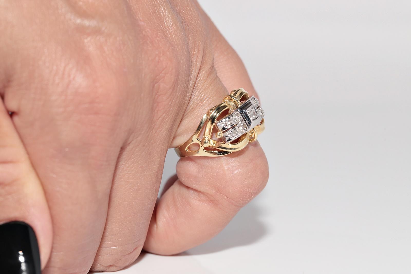 Vintage CIRCA 1960er Jahre 18k Gold handgefertigt natürlichen Diamanten dekoriert Ring im Angebot 13