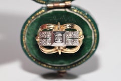 Vintage Circa 1960s 18k Gold Handcrafted Natural Diamond Decorated Ring