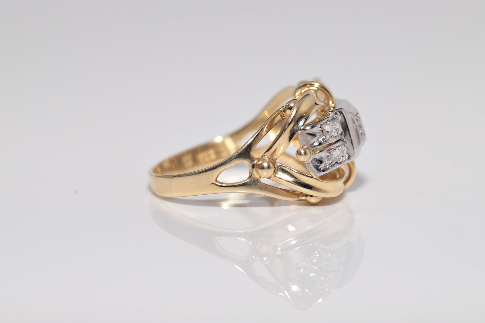 Vintage CIRCA 1960er Jahre 18k Gold handgefertigt natürlichen Diamanten dekoriert Ring Damen im Angebot