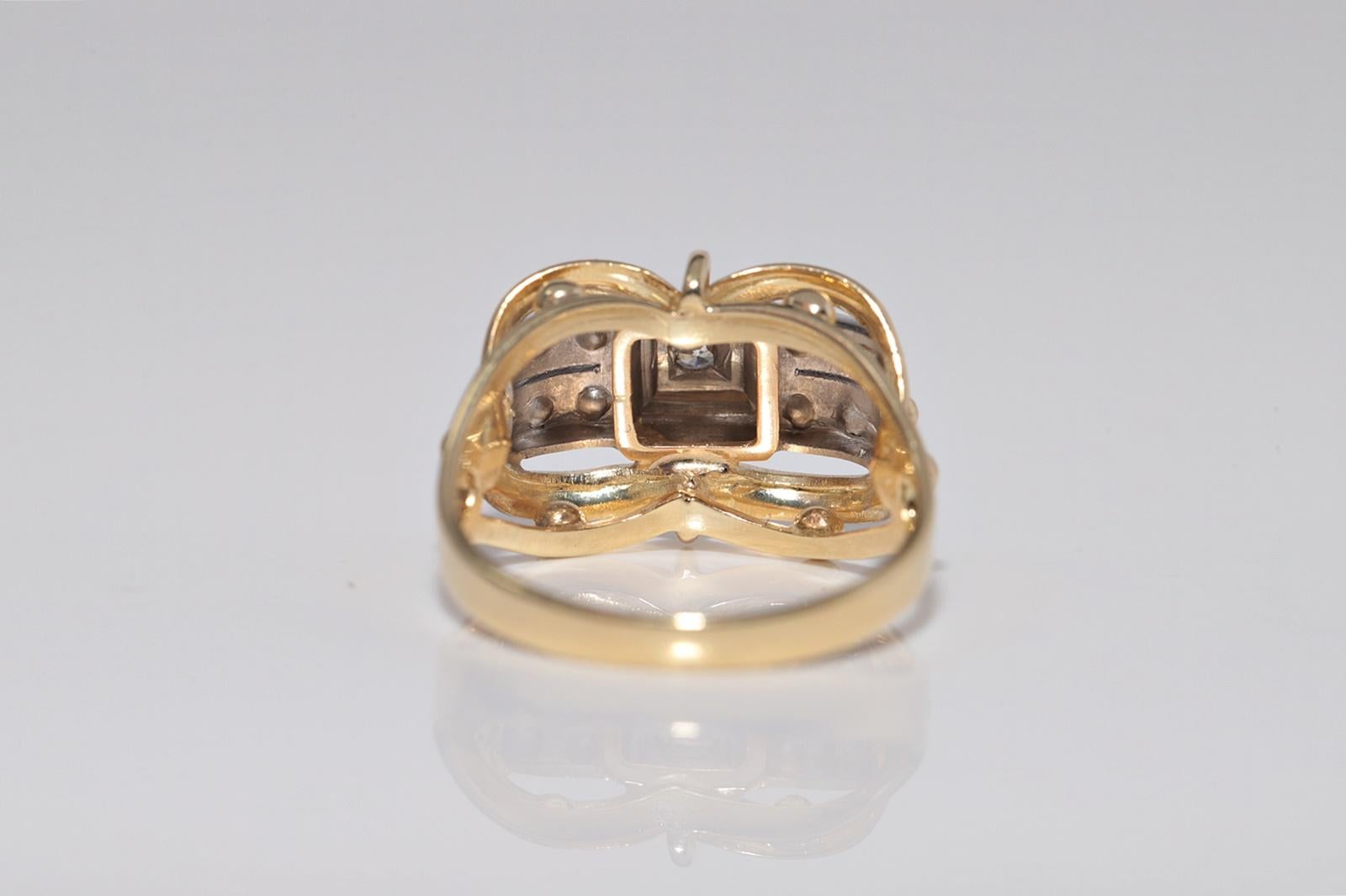 Vintage CIRCA 1960er Jahre 18k Gold handgefertigt natürlichen Diamanten dekoriert Ring im Angebot 1