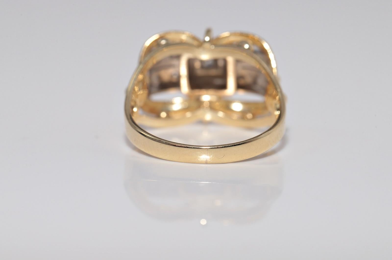 Vintage CIRCA 1960er Jahre 18k Gold handgefertigt natürlichen Diamanten dekoriert Ring im Angebot 2