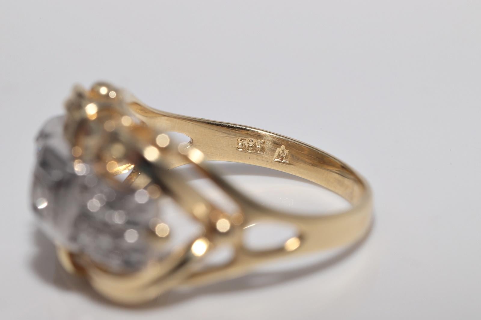 Vintage CIRCA 1960er Jahre 18k Gold handgefertigt natürlichen Diamanten dekoriert Ring im Angebot 3