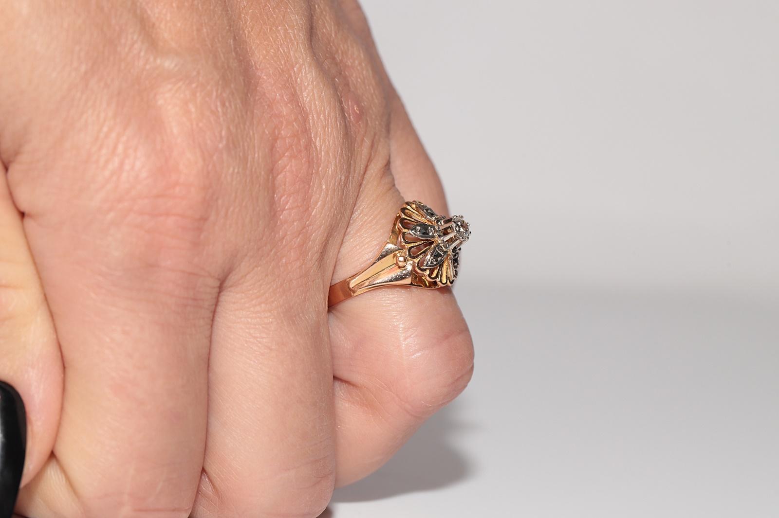 Vintage CIRCA 1960er Jahre 18k Gold Handcrafted Natural Diamond Solitaire Ring im Zustand „Gut“ im Angebot in Fatih/İstanbul, 34