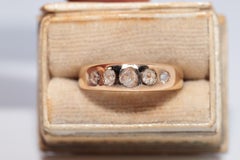 Vintage Circa 1960s 18k Gold Handcrafted Natural Rose Cut Diamond Band Ring