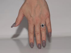 Vintage Circa 1960s 18k Gold Natural Diamond And Oval Cut Diamond Ring