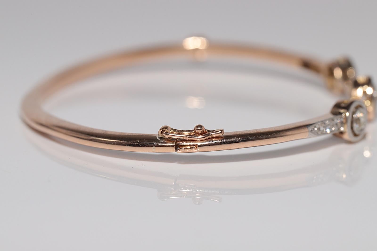 Vintage CIRCA 1960er Jahre 18k Gold natürlichen Diamanten verziert Armreif Armband im Angebot 9