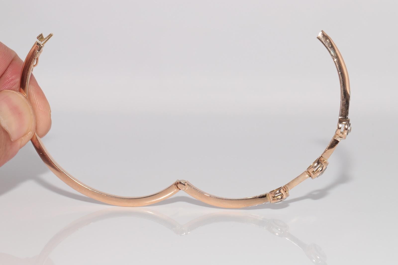 Vintage CIRCA 1960er Jahre 18k Gold natürlichen Diamanten verziert Armreif Armband im Angebot 12