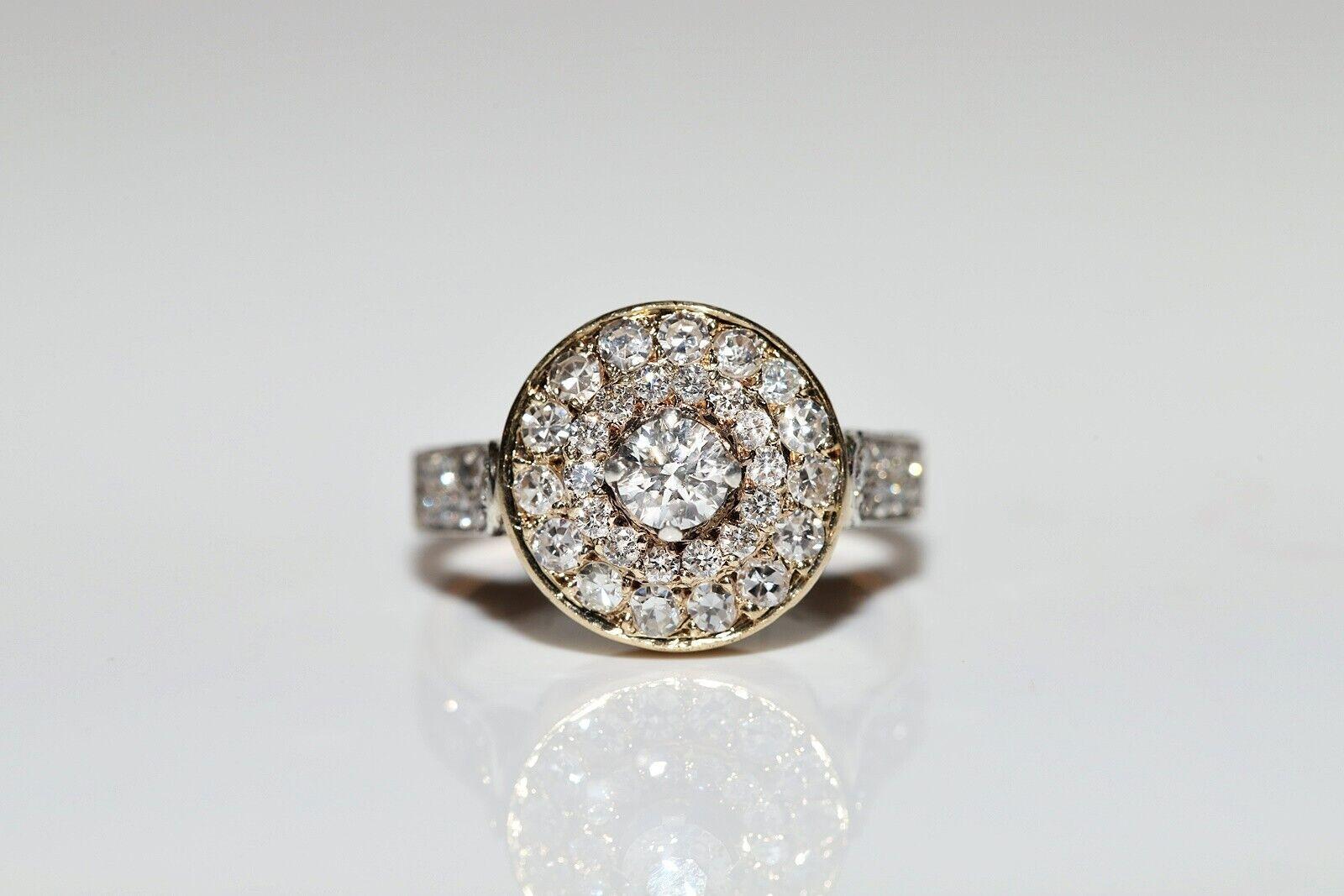 Retro Vintage Circa 1960s 18k Gold Natural Diamond Decorated Cocktail Decorated Ring For Sale