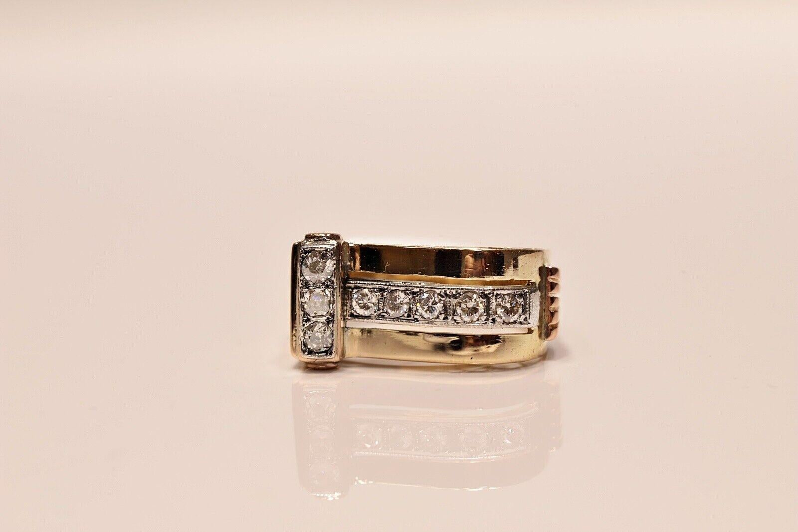 Vintage Circa 1960s 18k Gold Natural Diamond Decorated Ring For Sale 7