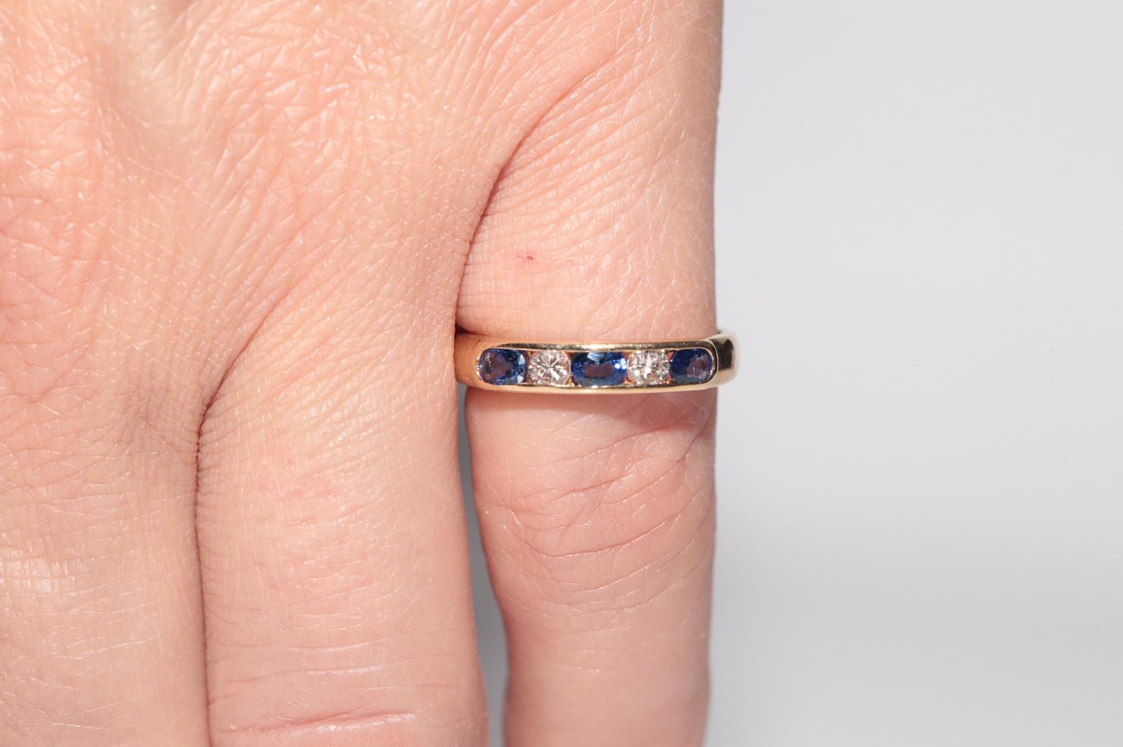 Bandring aus 18 Karat Gold mit natürlichem Diamant, Diamant und Saphir, Vintage, ca. 1960er Jahre im Angebot 11