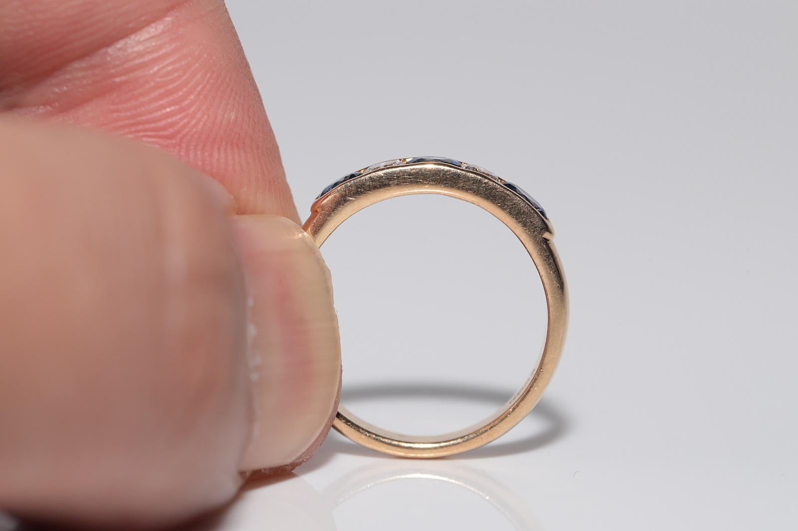 Bandring aus 18 Karat Gold mit natürlichem Diamant, Diamant und Saphir, Vintage, ca. 1960er Jahre im Angebot 1