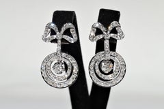 Vintage Circa 1960s 18k Gold Natural Diamond Drop Bow Style Earring