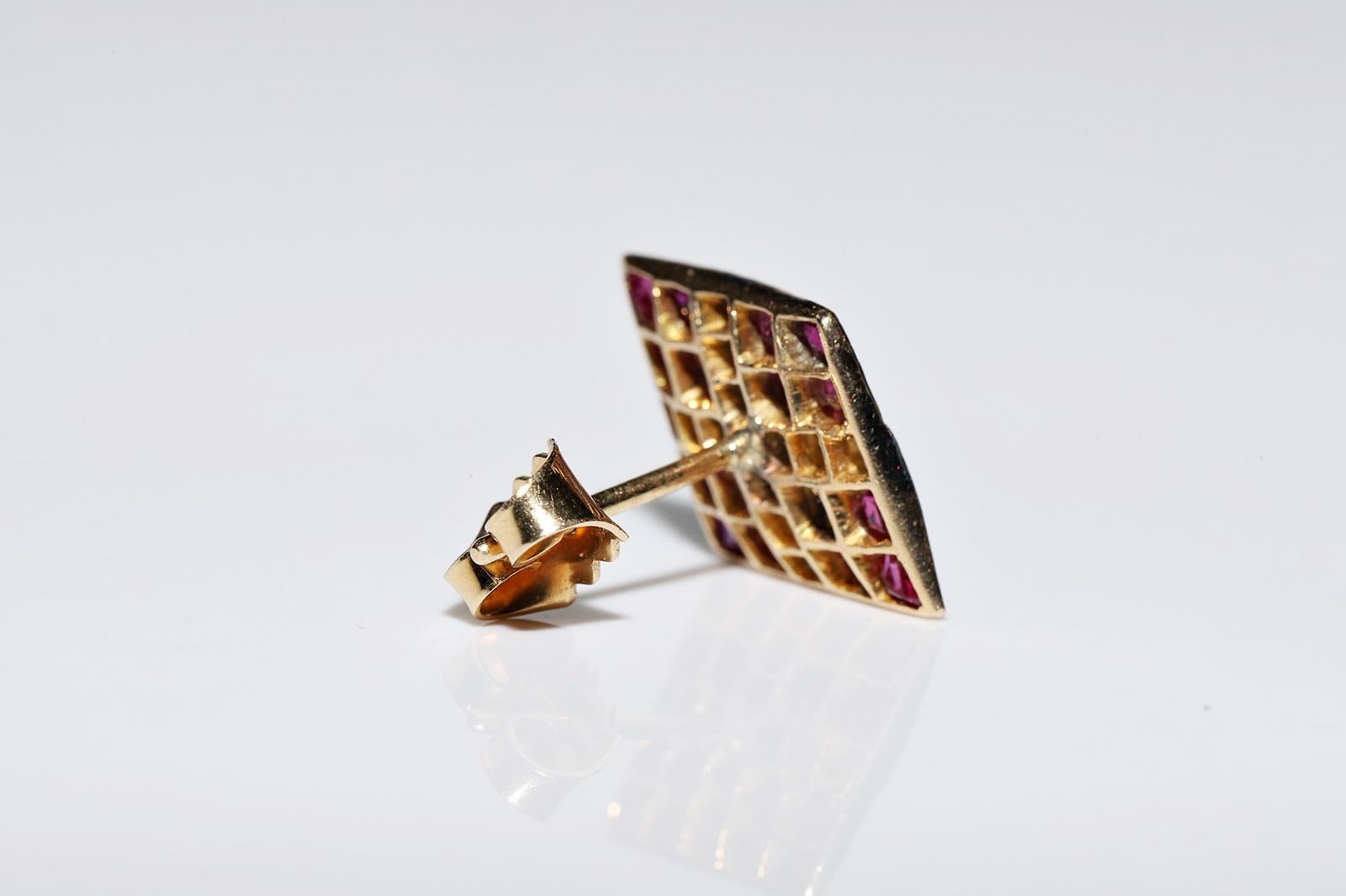 Vintage CIRCA 1960er Jahre 18k Gold natürlichen alten Schliff Diamant und Rubin dekoriert Ohrring im Angebot 1