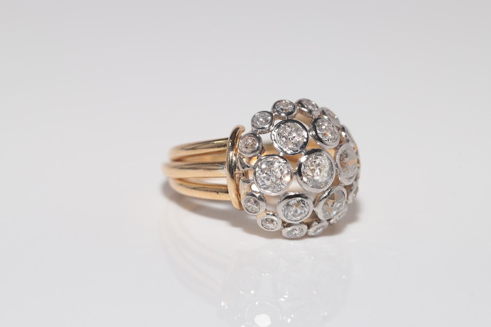 Vintage CIRCA 1960s 18k Gold Natürlicher Altschliff Diamant Dekorierter Ring im Angebot 4